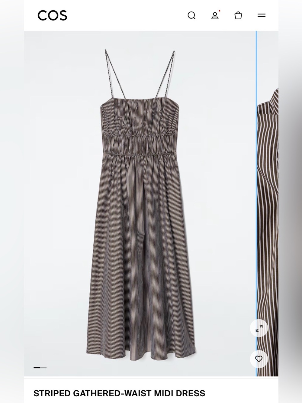 COS Striped 100% cotton Midi Dress size 4 - Picture 2 of 8
